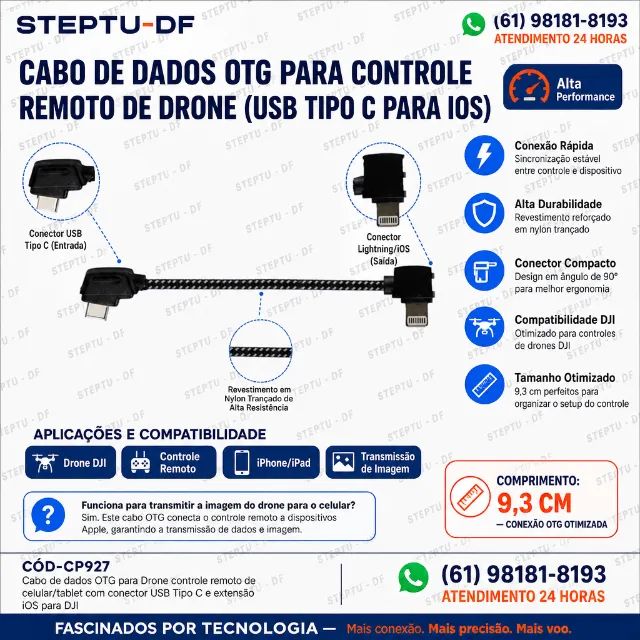 Cabo de dados OTG para Drone controle remoto de celular/tablet com conector USB COD-CP927  - Foto 2