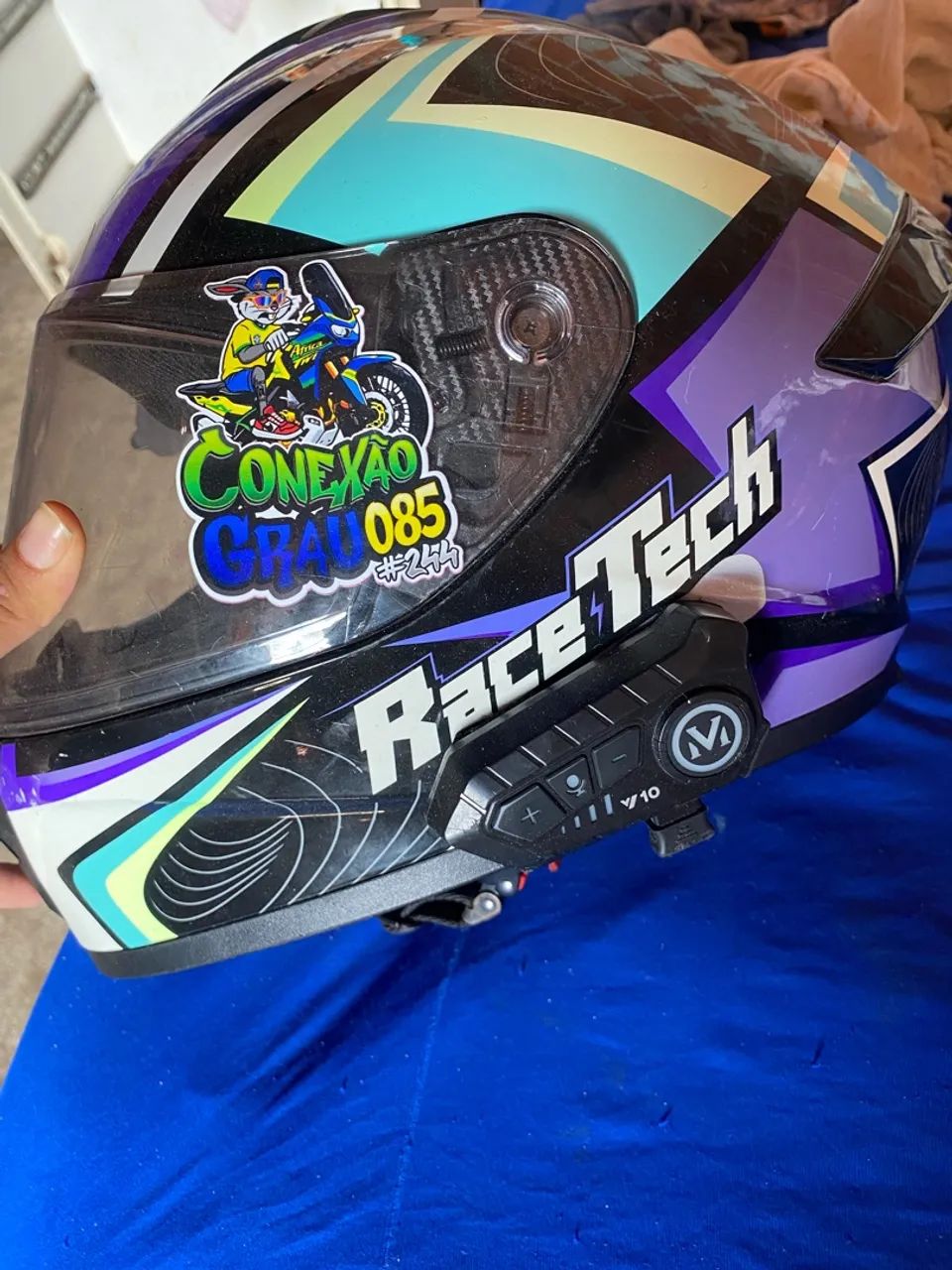 capacete (com microfone e fone)