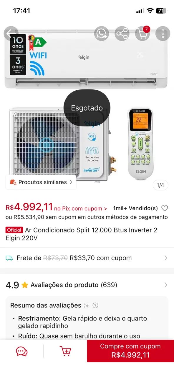 Ar condicionado Elgin 12000 btu  frio - Foto 4