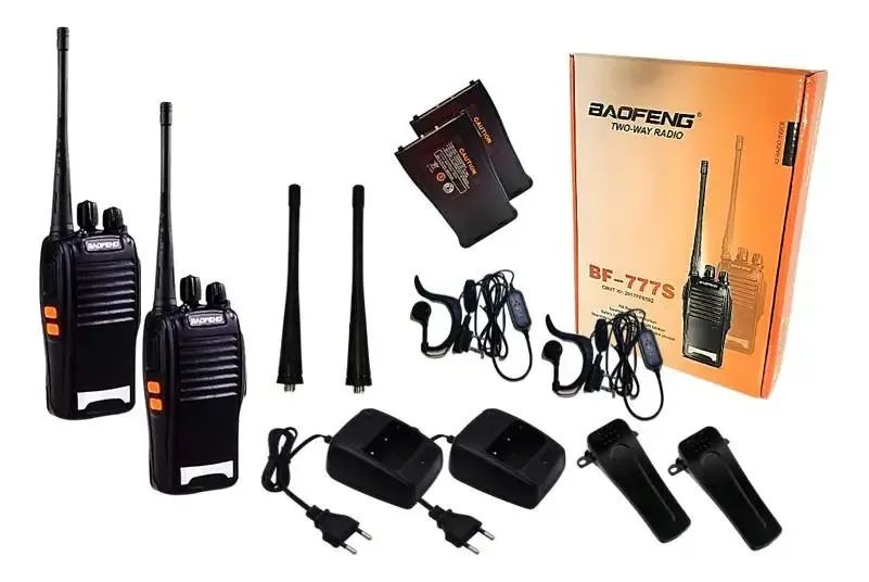 Kit 2 Rádio Comunicador Baofeng BF-777S 16 Canais Walk Talk Longo Alcance