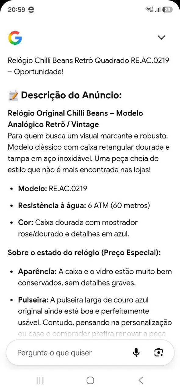 RELÓGIO CHILLI BEANS RETRÔ QUADRADO RE.AC.0219 OPORTUNIDADE  - Foto 5