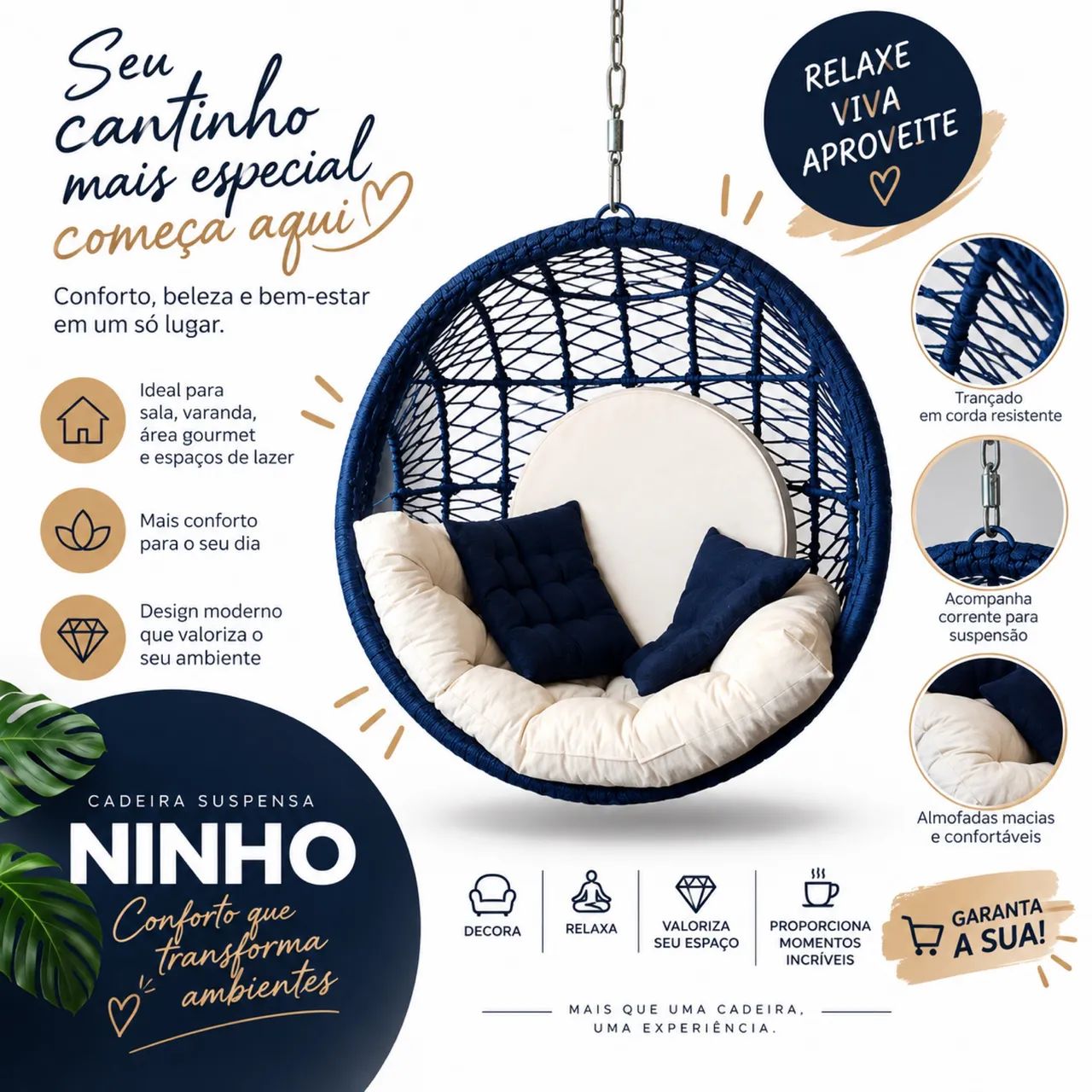 Cadeira de Balanço Suspenso Ninho