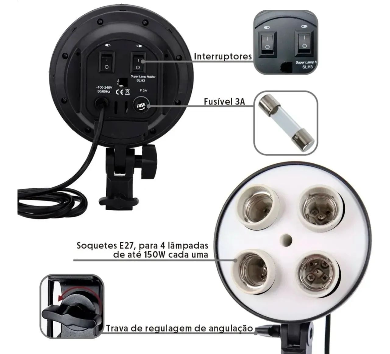 2 Softbox Duplo Quadruplo Tripés 2m + 2 Lâmpada Tricool Para Softbox 135w 5500k  - Foto 5