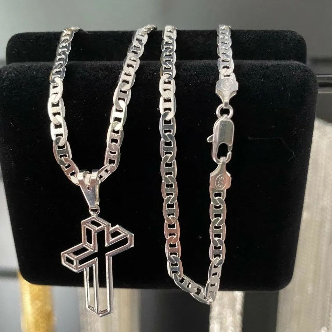 Pulseira e cordão de prata - Foto 5