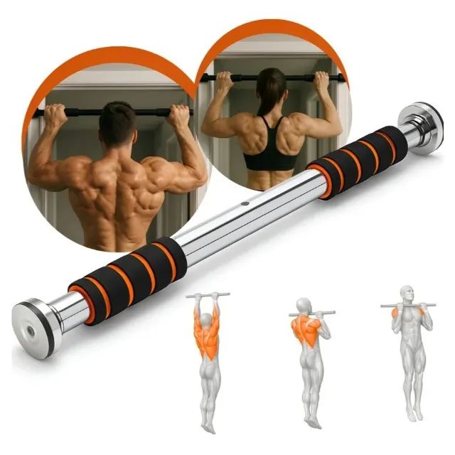 Barra Fixa Porta - Exercicios Treino Apoio Flexão Musculação - Nova - Foto 4