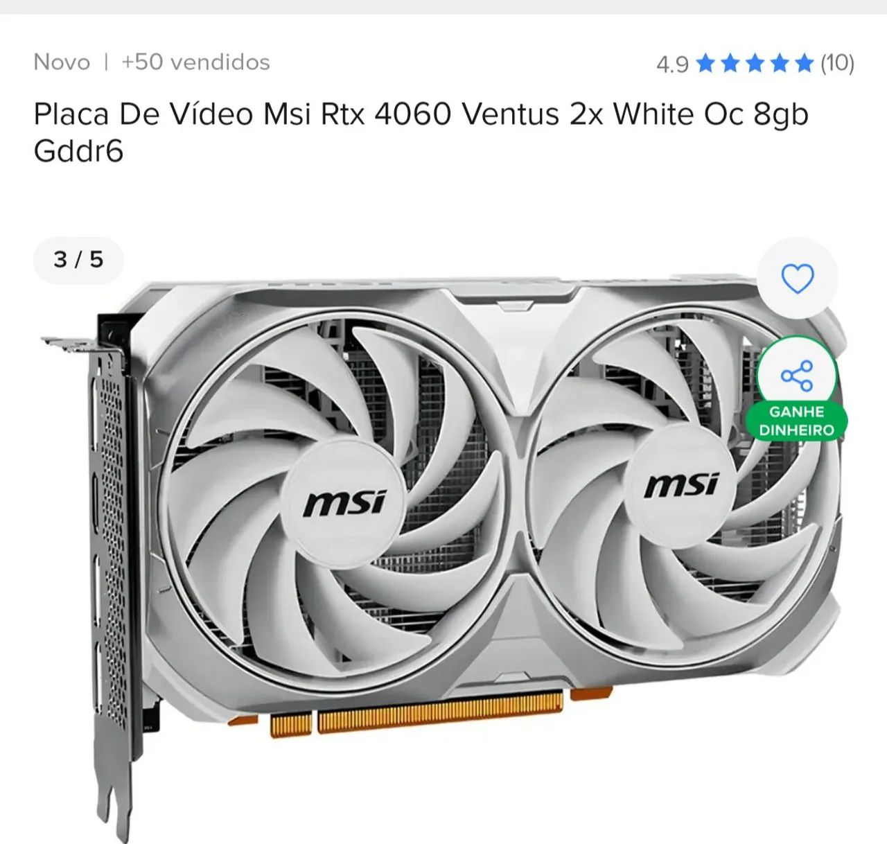 RTX 4060 BRANCA - IMPECÁVEL, COM NOTA FISCAL | R$ 1.699