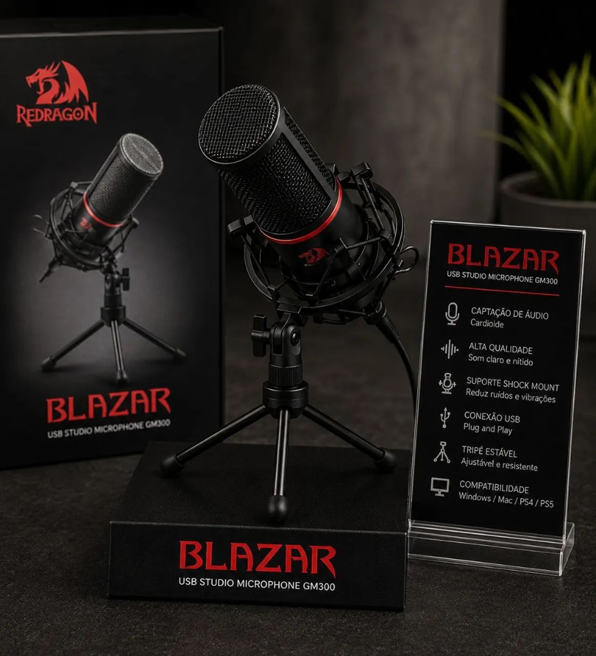 Microfone Blazar Streaming e Gamer USB seminovo