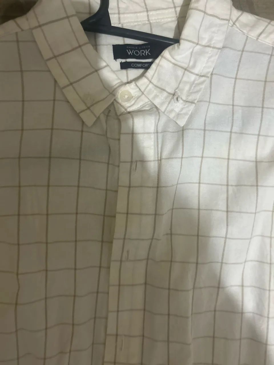 camiseta manga monga, branca. quadriculada. Nova. - Foto 4