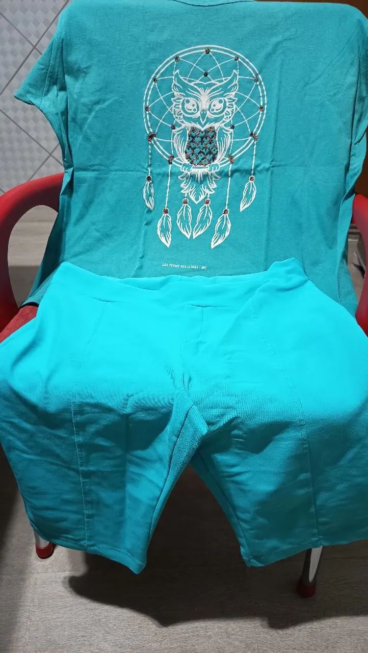 Conjunto camiseta algodão+bermuda elastano GG fashion - Foto 5