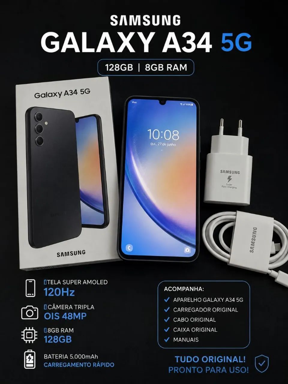 A34 5g novo com caixa e carregador original 