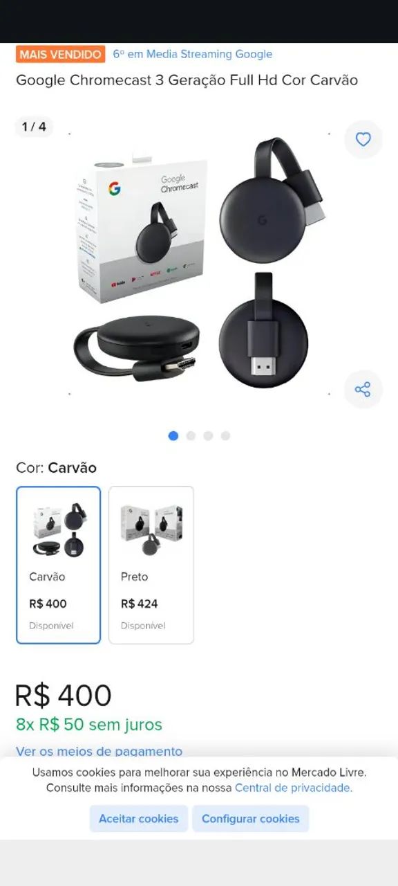 Chromecast 3 geração  - Foto 2