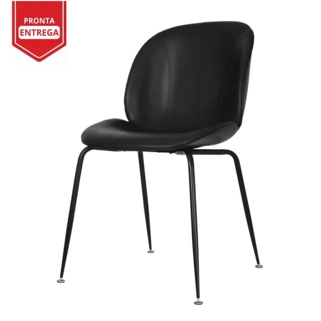 Cadeira Interlocutor Corino Preto Base Fixa Resistente Design Profissional 37003 - Foto 3