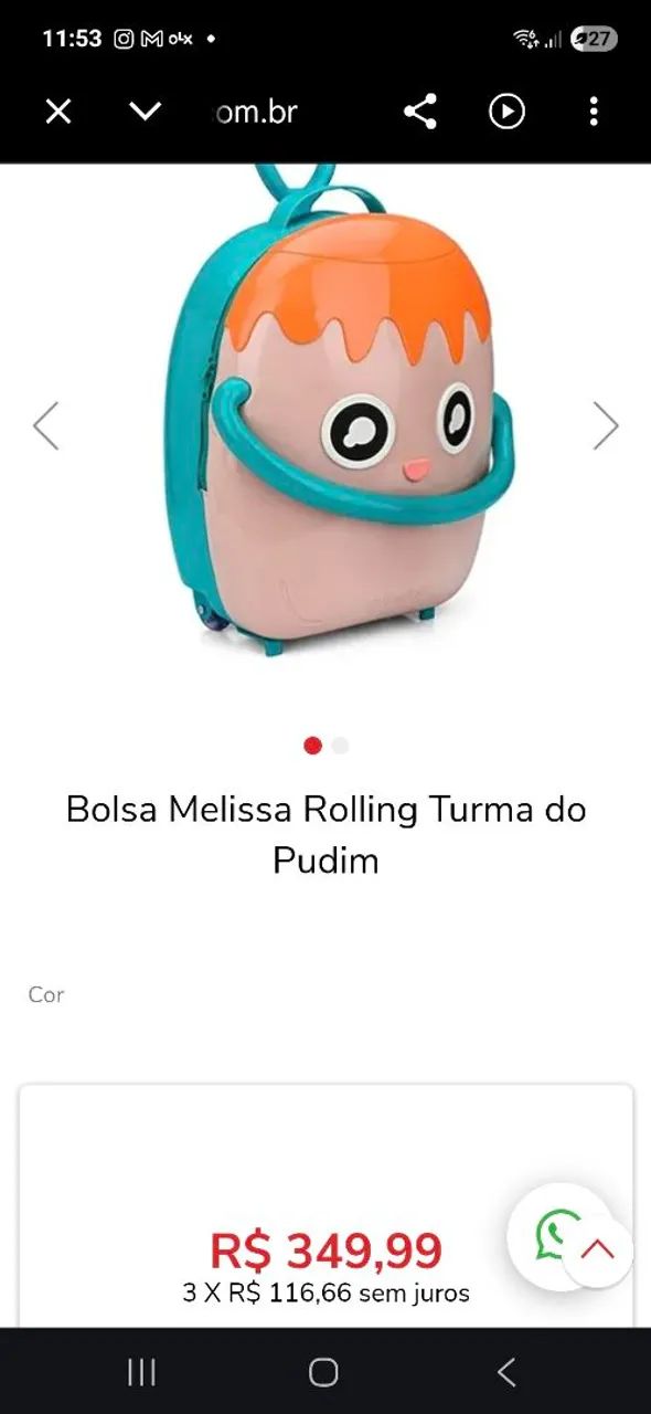  Mochila Mini Melissa Rolling + Turma do Pudim. - Foto 5