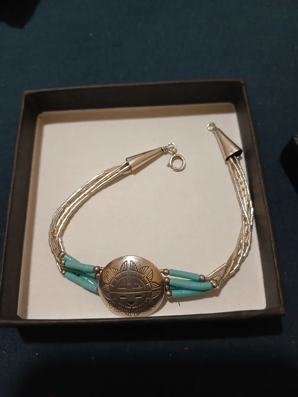 Vendo Pulseira de prata com turquesa  - Foto 2