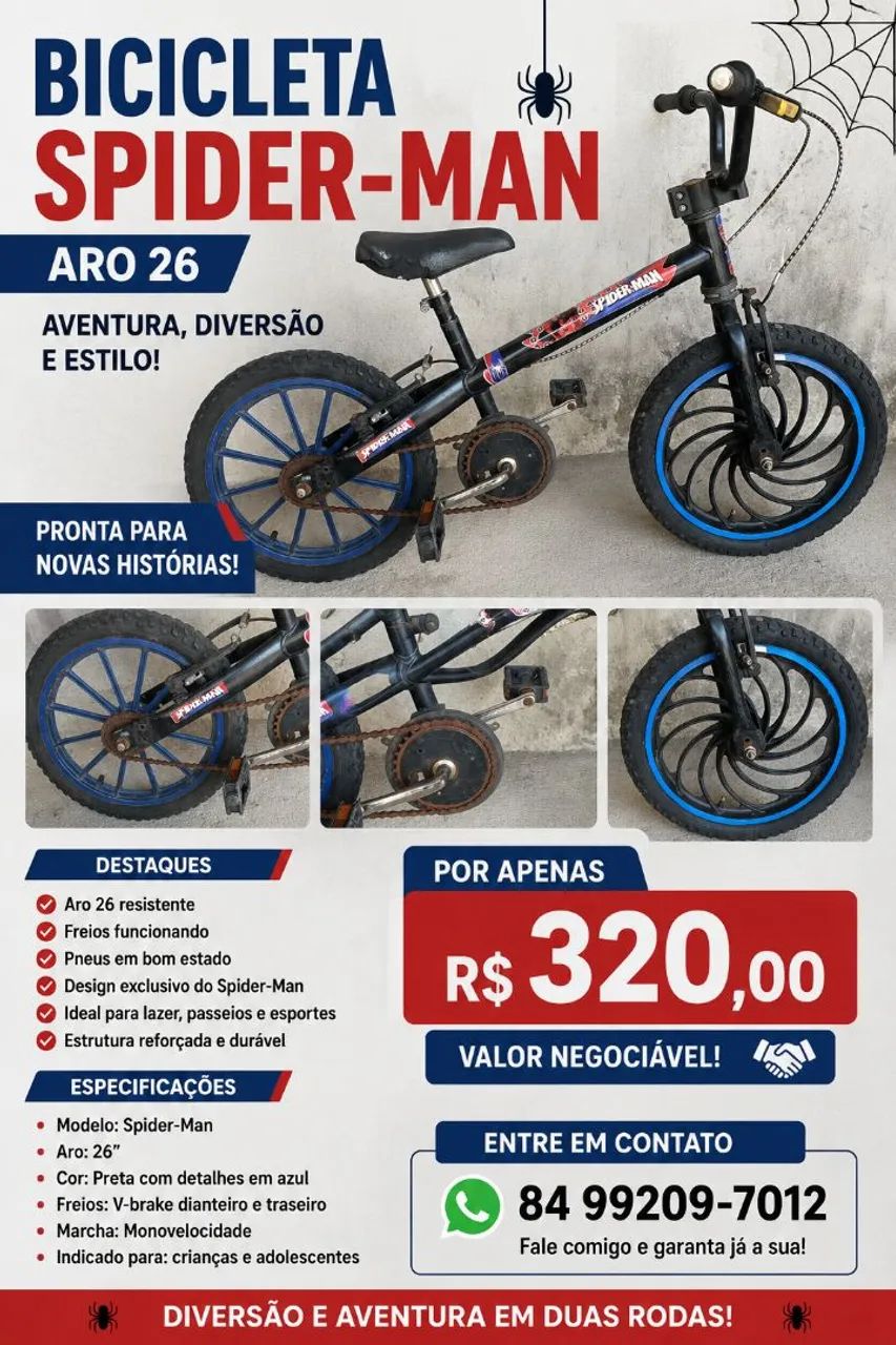 Bicicleta Spider-Man Aro 26 Infantil