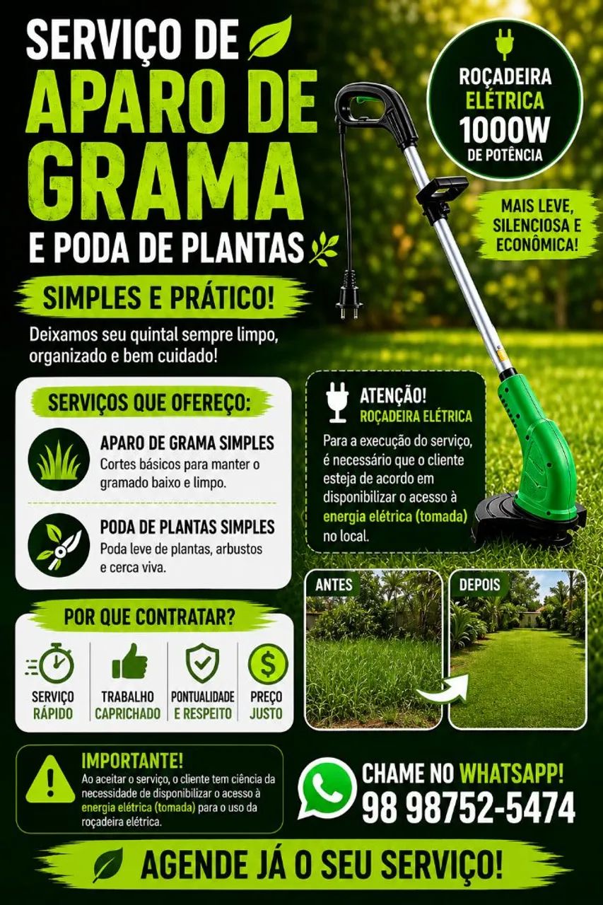 SERVIÇO DE APARO DE GRAMA E PODA SIMPLES