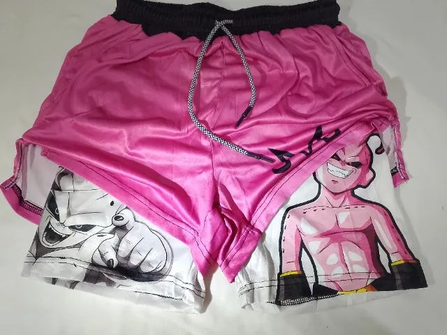 Shorts 2 em 1 duplos dry fit animes - Foto 3