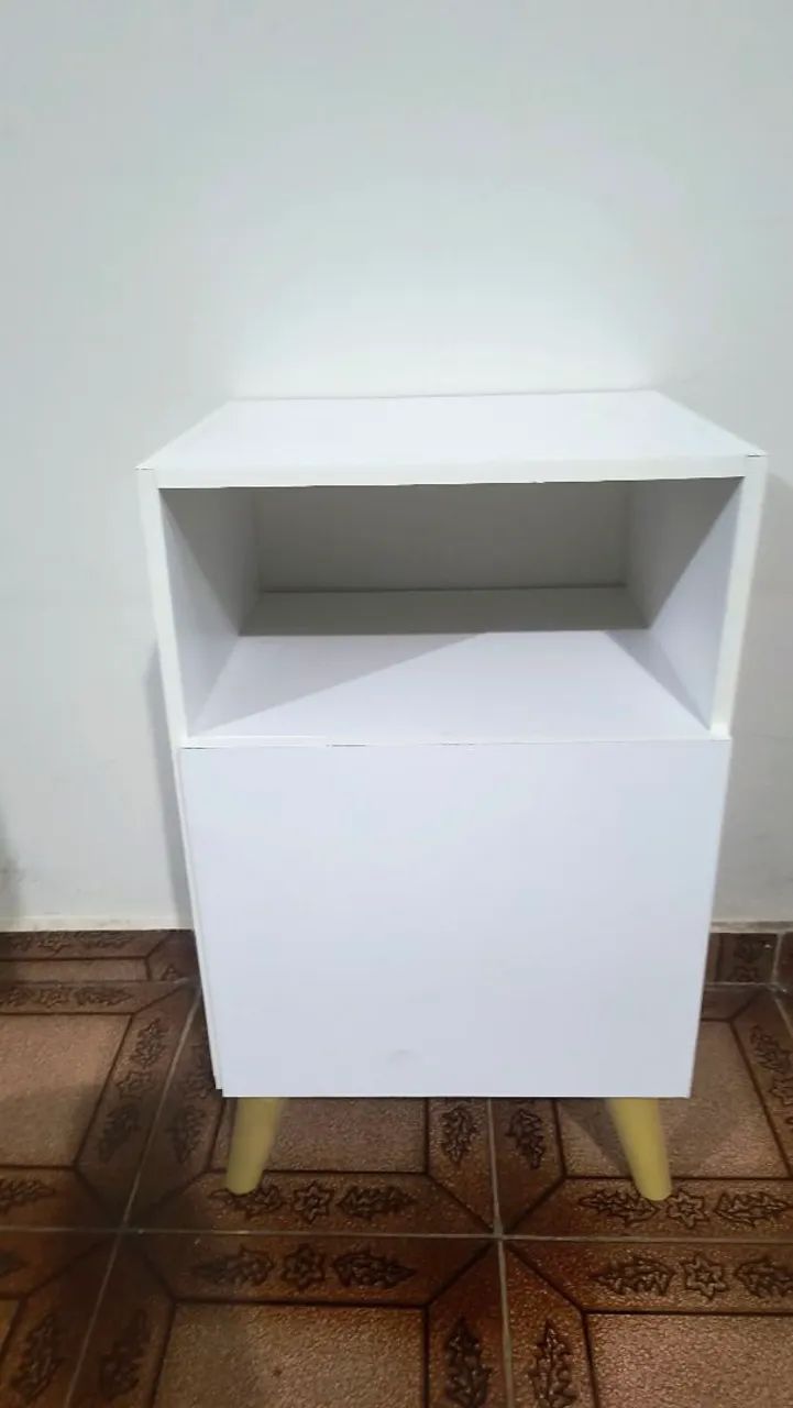 Mesa de Cabeceira Com Porta Nicho Quarto Casal Decoração Retro Rapallo - Foto 4