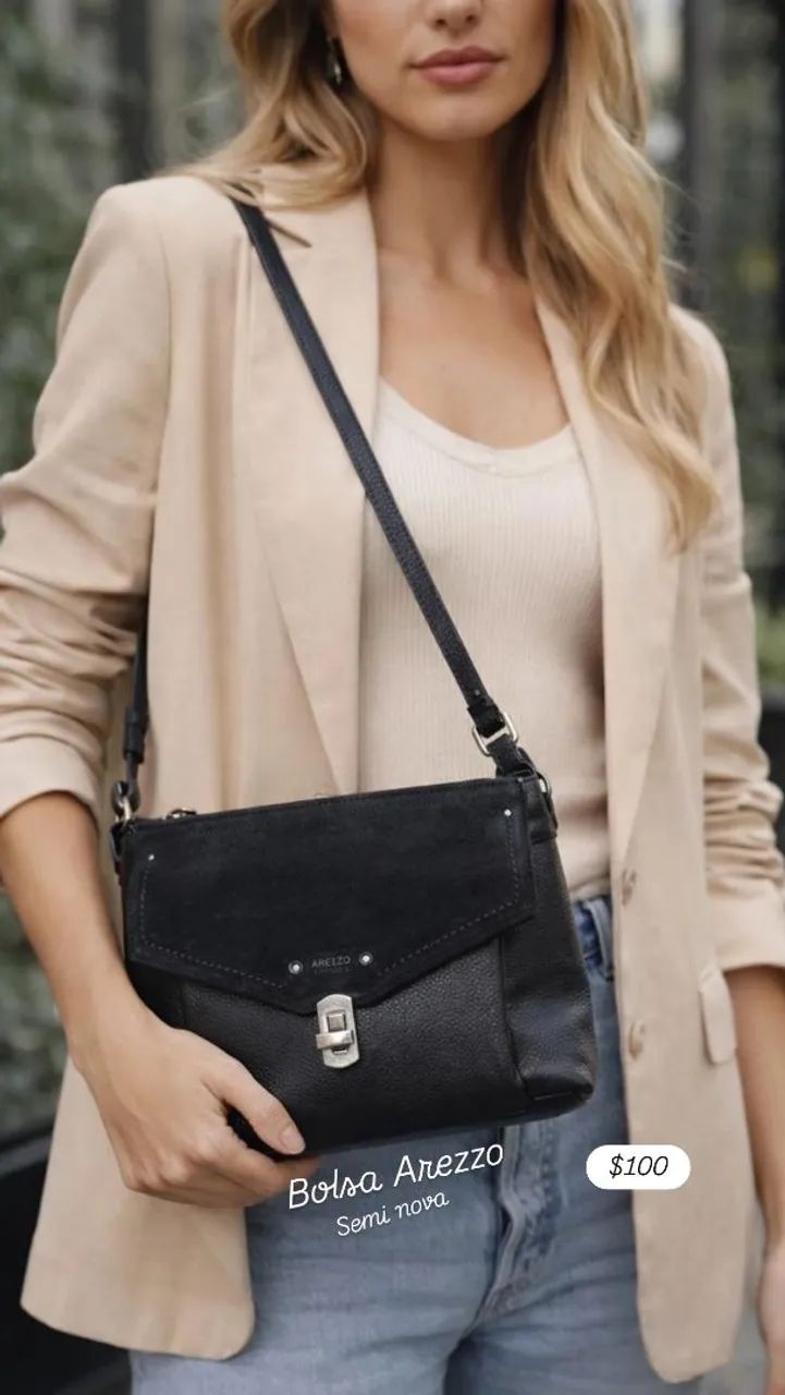 Bolsa Preta Arezzo Couro