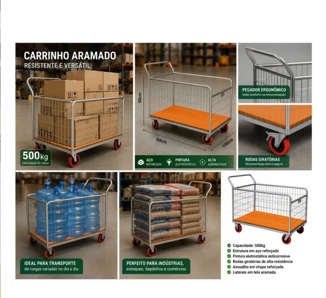 Carrinho plataforma para logística e material de construção  - Foto 2