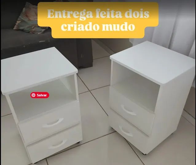 Mesa De Cabeceira Com 2 Gavetas Branco 100% MDF (NOVO) 