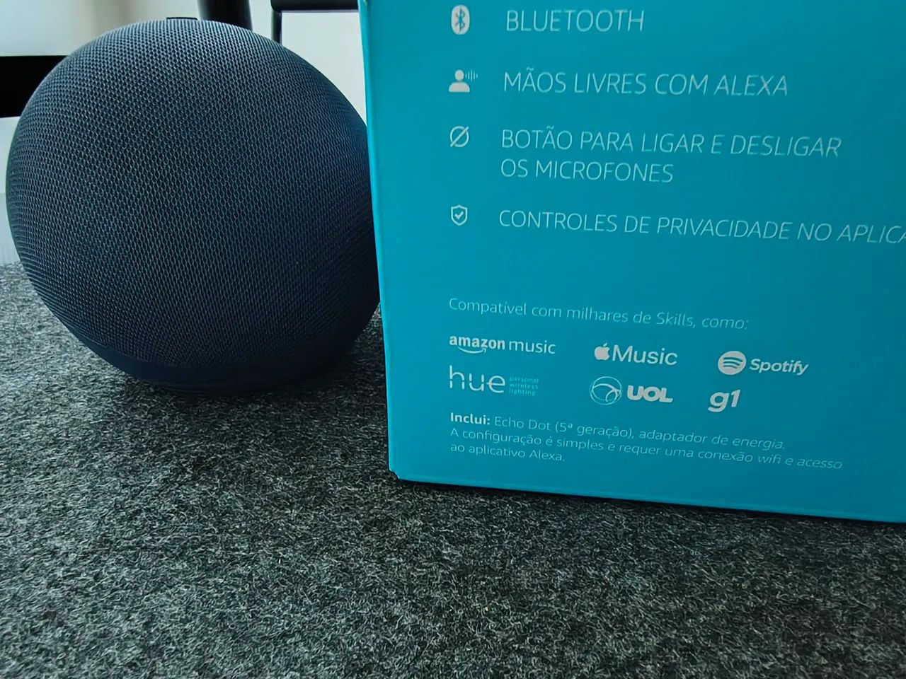 Echo Dot 5 (quinta geração) + caixa e fonte original - Foto 3