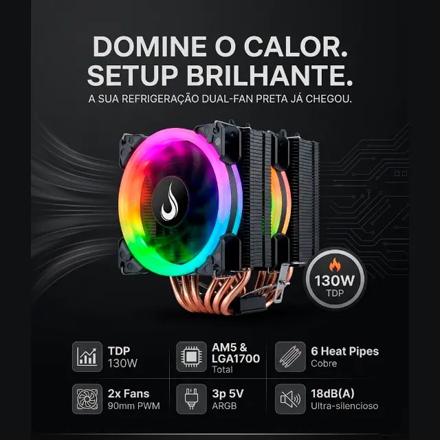 Air Cooler ARGB - Eficiência e Estilo para o Máximo Desempenho! 