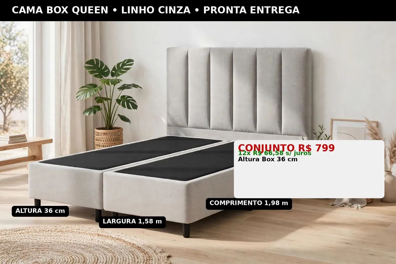 Cama box Queen com cabeceira  - Foto 4