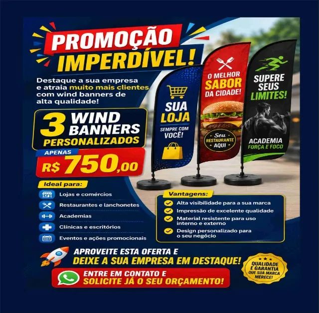 Promoção 3 wind banner personalizado !