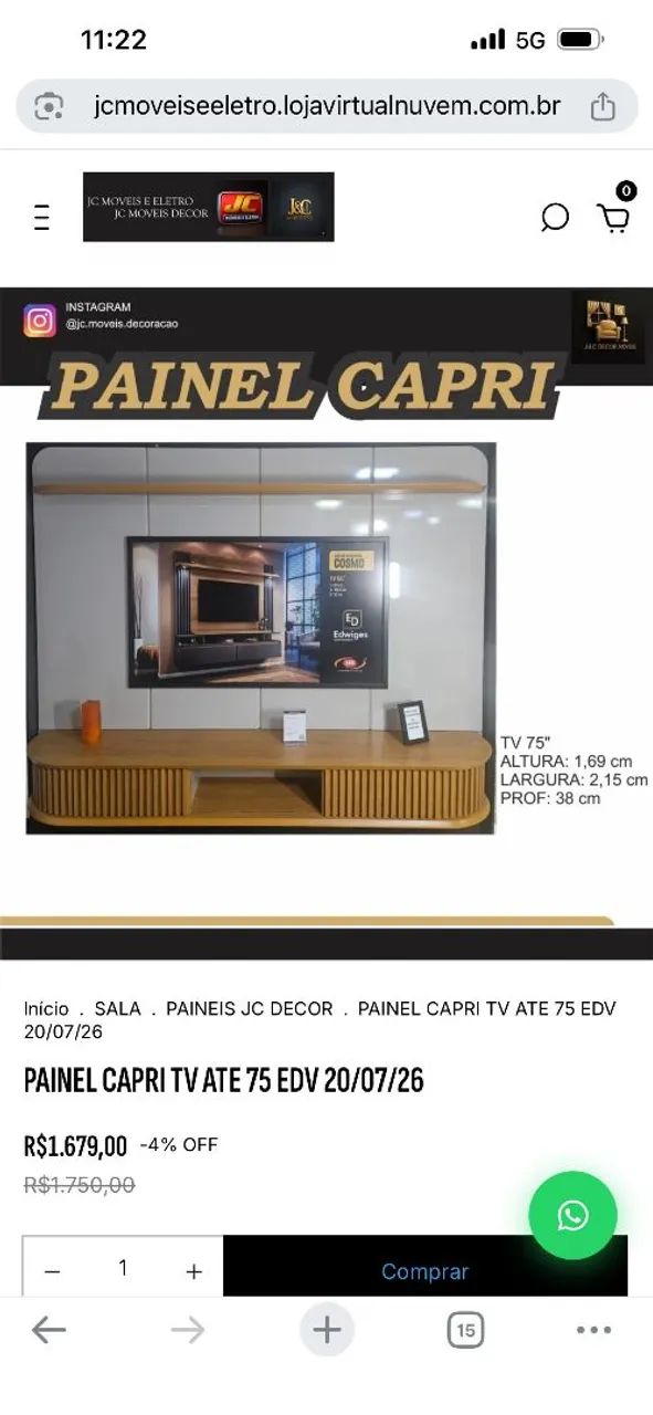 PAINEL CAPRI DETALHES RIPADO