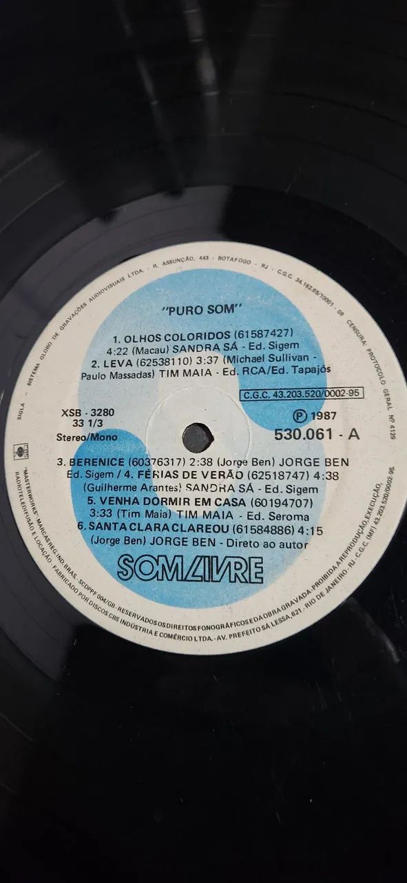 Disco de vinil PURO SOM "TIM MAIA, SANDRA SÁ, JORGE BEN" lp - Foto 5