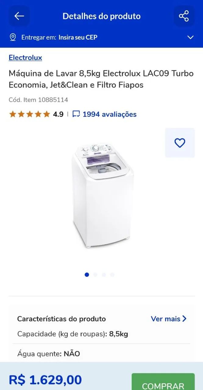 Máquina de Lavar Electrolux 8,5kg Jet&Clean (LAC09) - Muito Nova! - Foto 6
