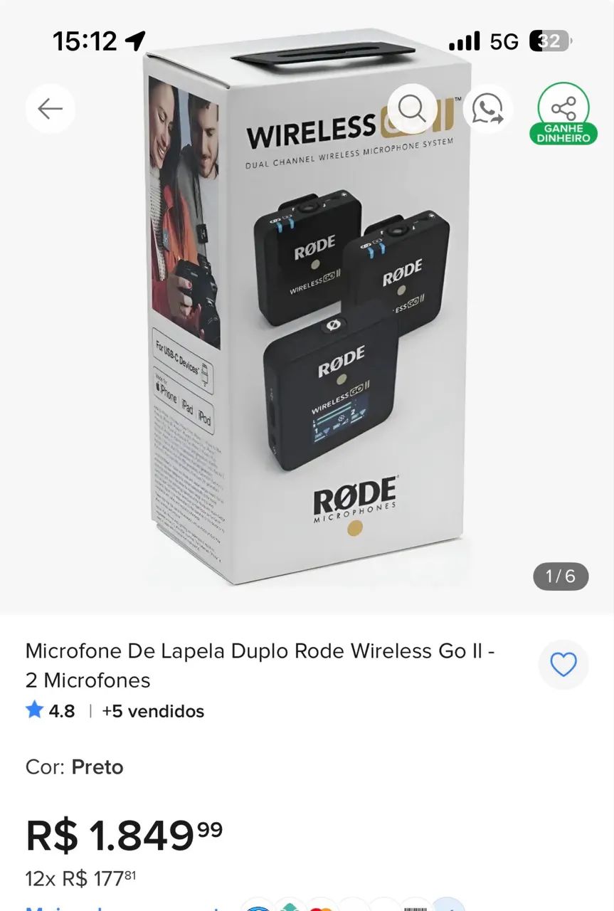 Microfone Lapela RODE, para câmera e iPhone - Foto 4