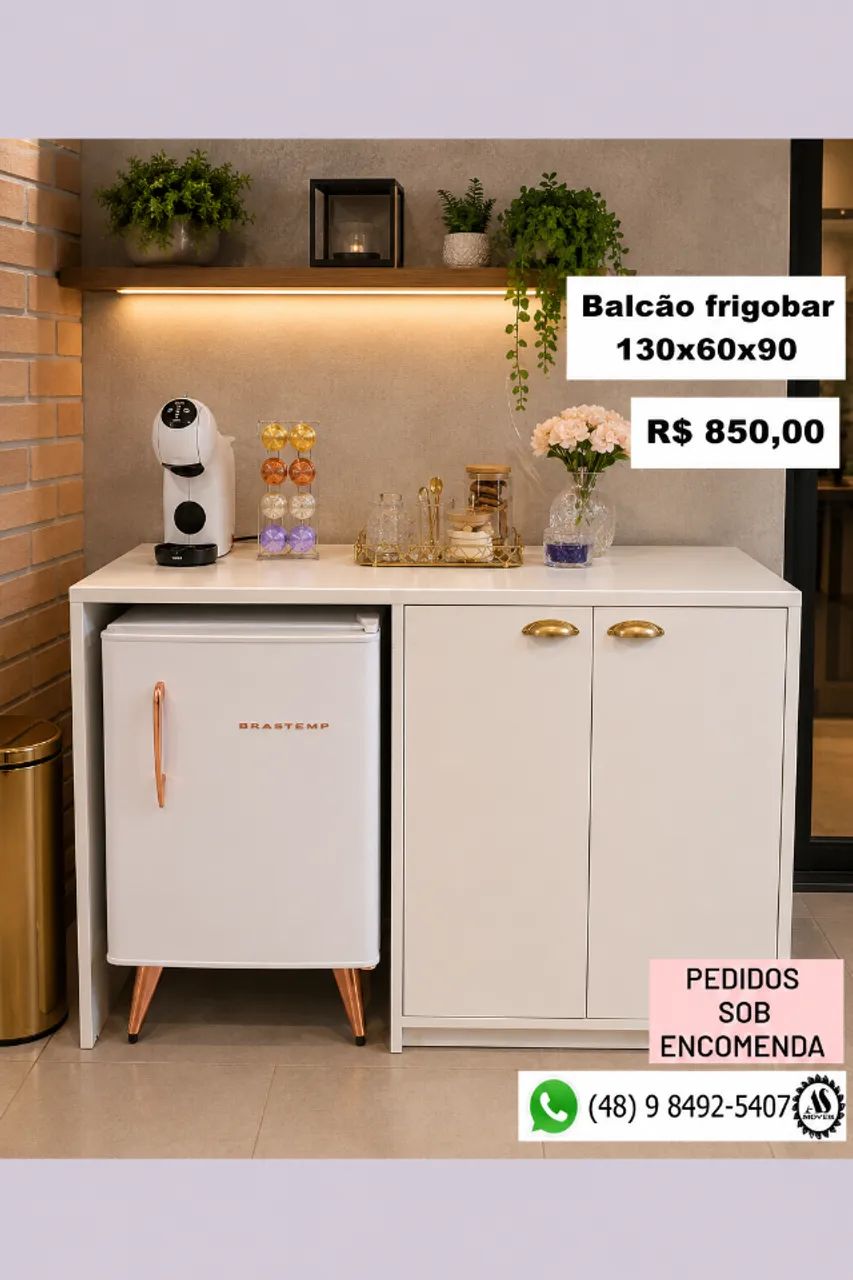 Balcões Espaço, Coffee Área Gourmet Com Encaixe Para Frigobar / Micro-ondas     - Foto 4