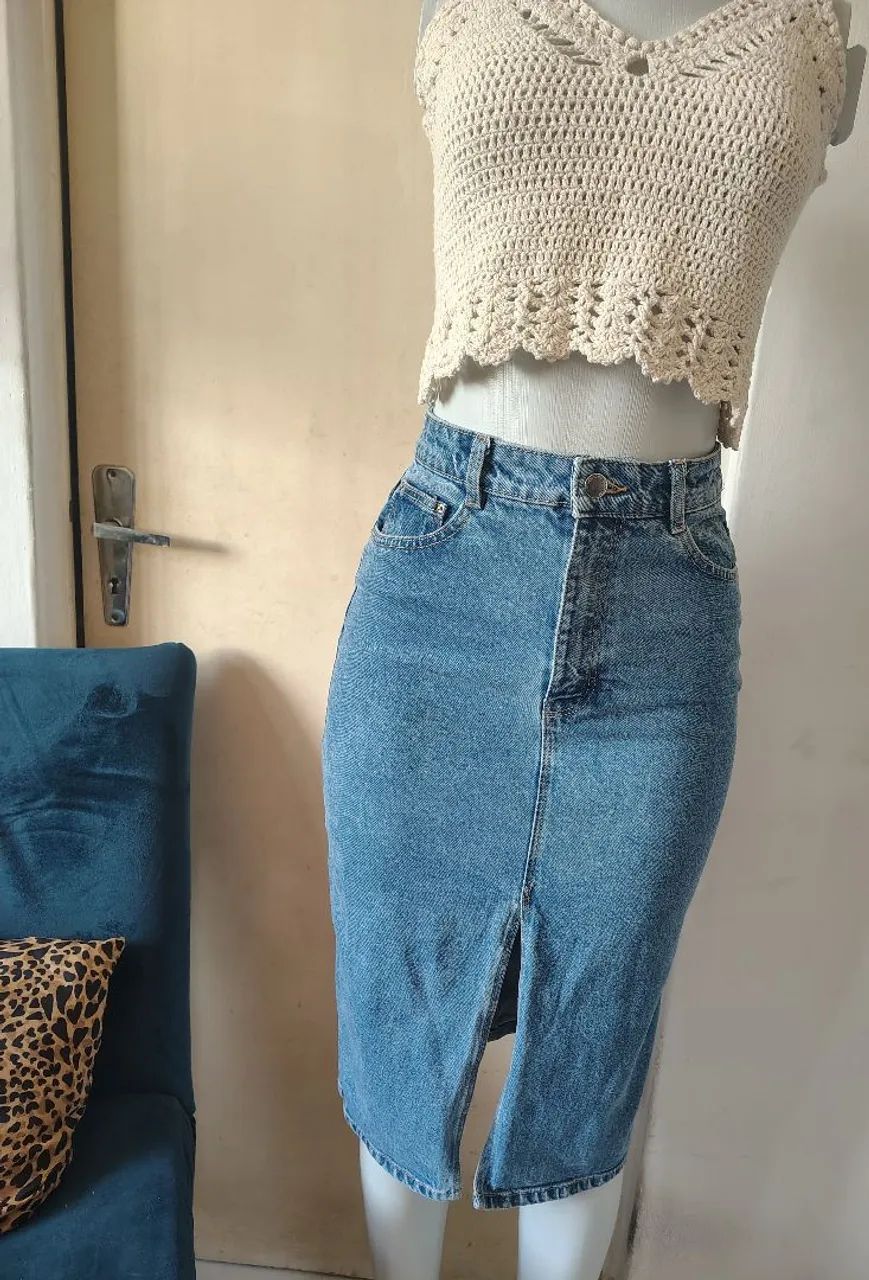 Saia jeans Zara longa desapego 