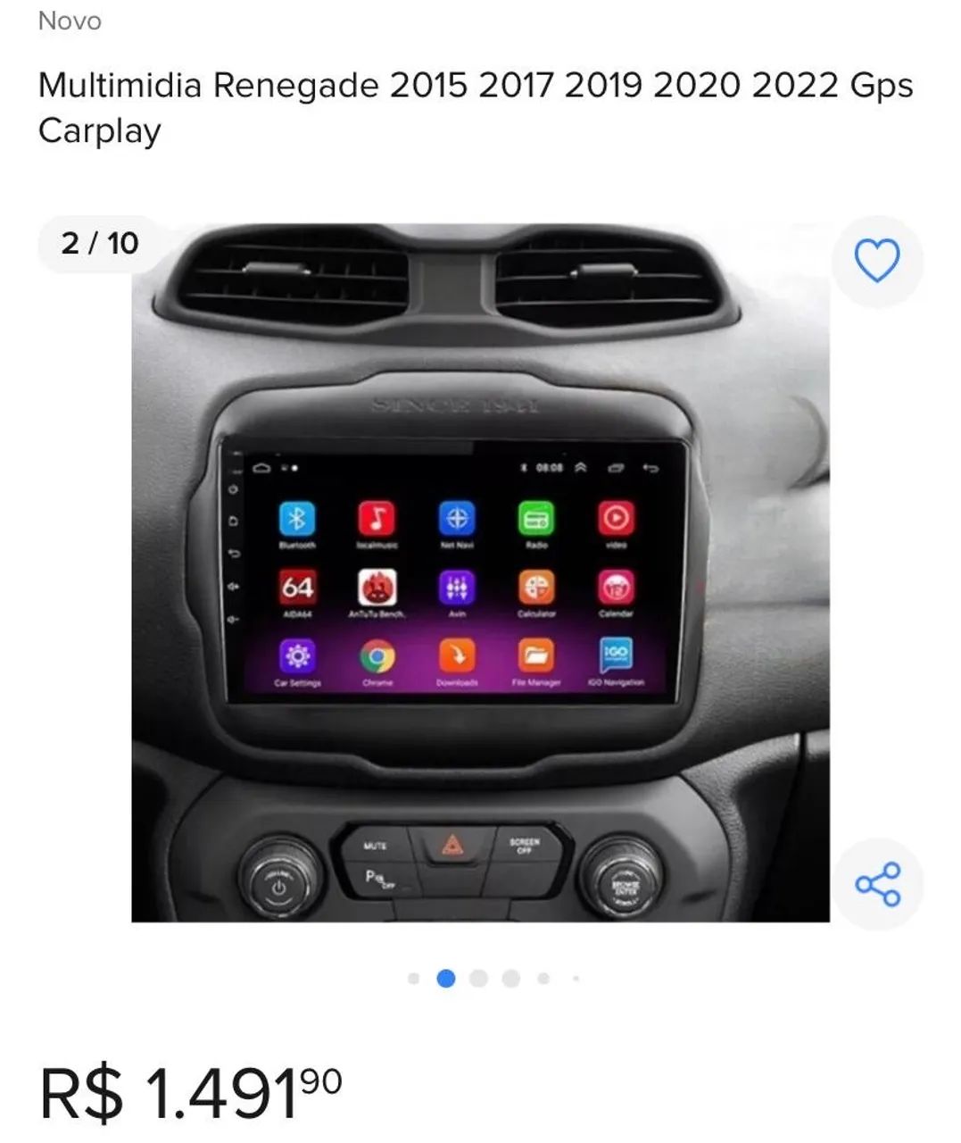 Tela de multimídia para carros 