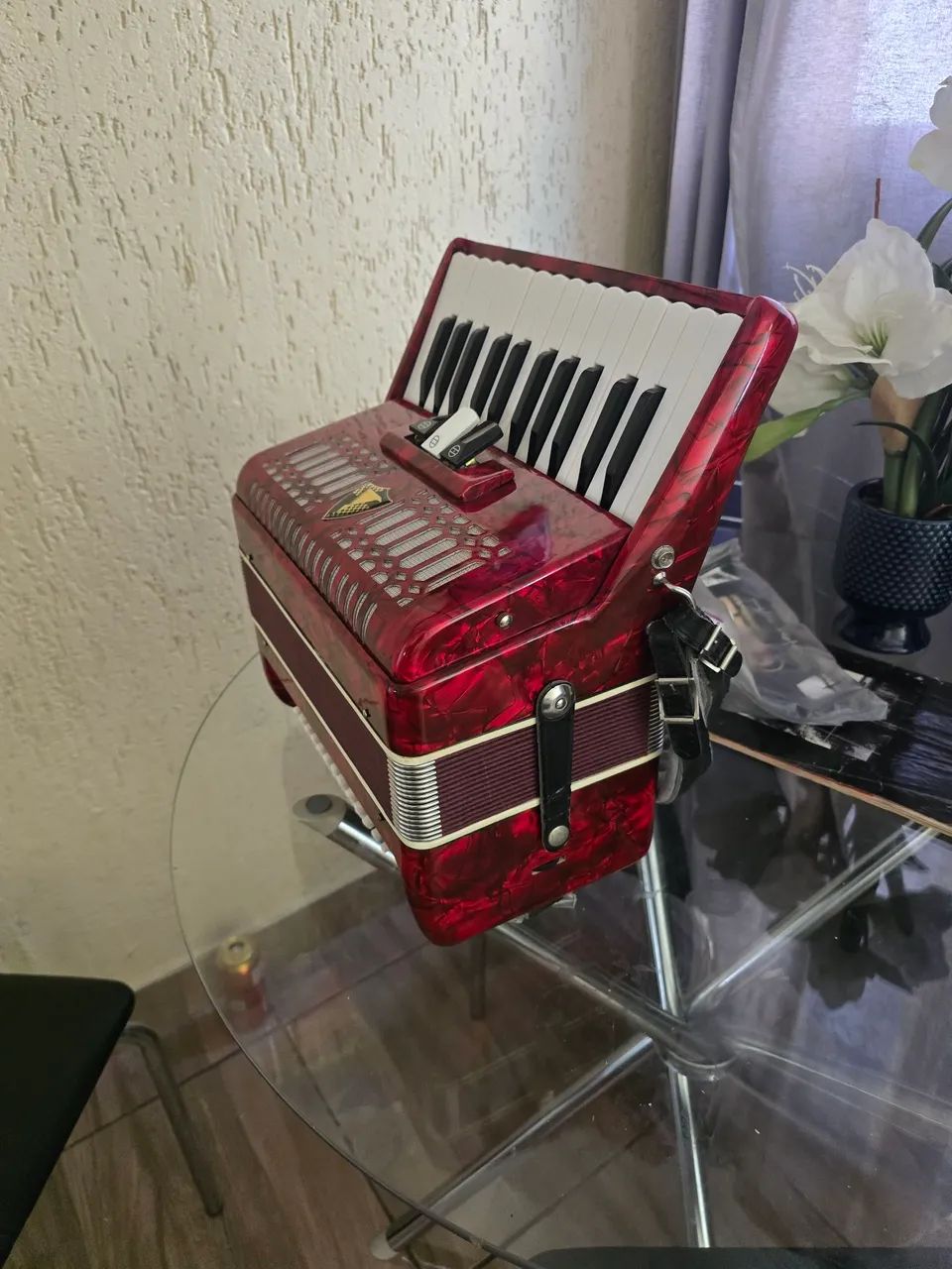 Acordeon 48 baixos eagle  muito  conservado  - Foto 4