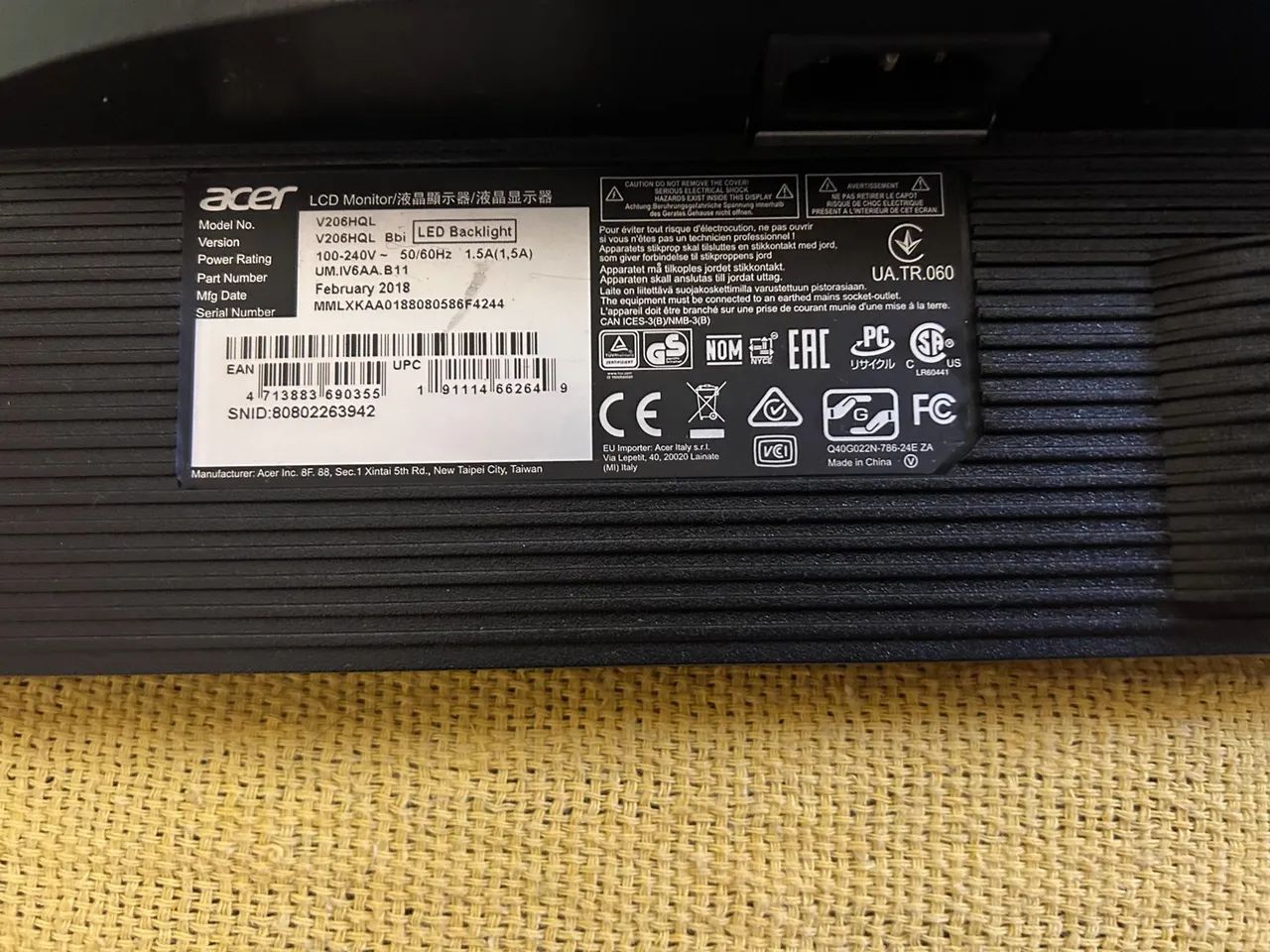 Monitor Acer 20 Polegadas V206HQL 60hz - Ótimo Funcionamento - Foto 3
