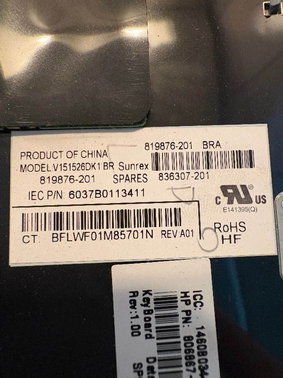 Teclado para notebook HP 806867-201  sucata -  leia - Foto 3