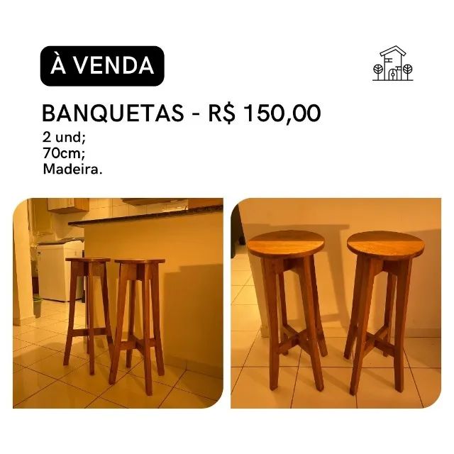 Banquetas de madeira 70cm