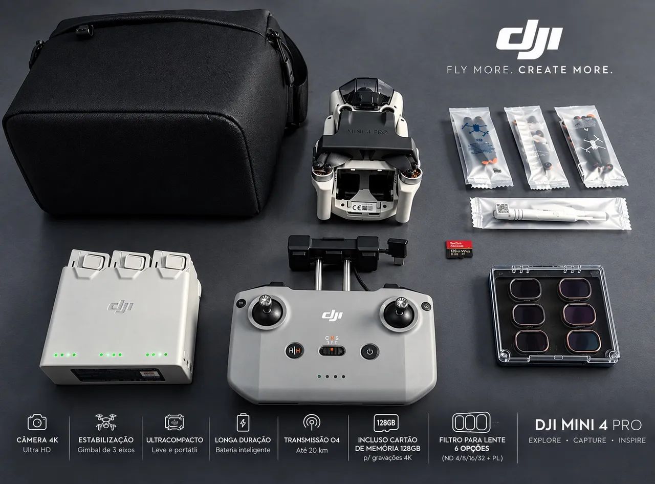 Drone DJI Mini 4pro (combo fly more+acessorios)