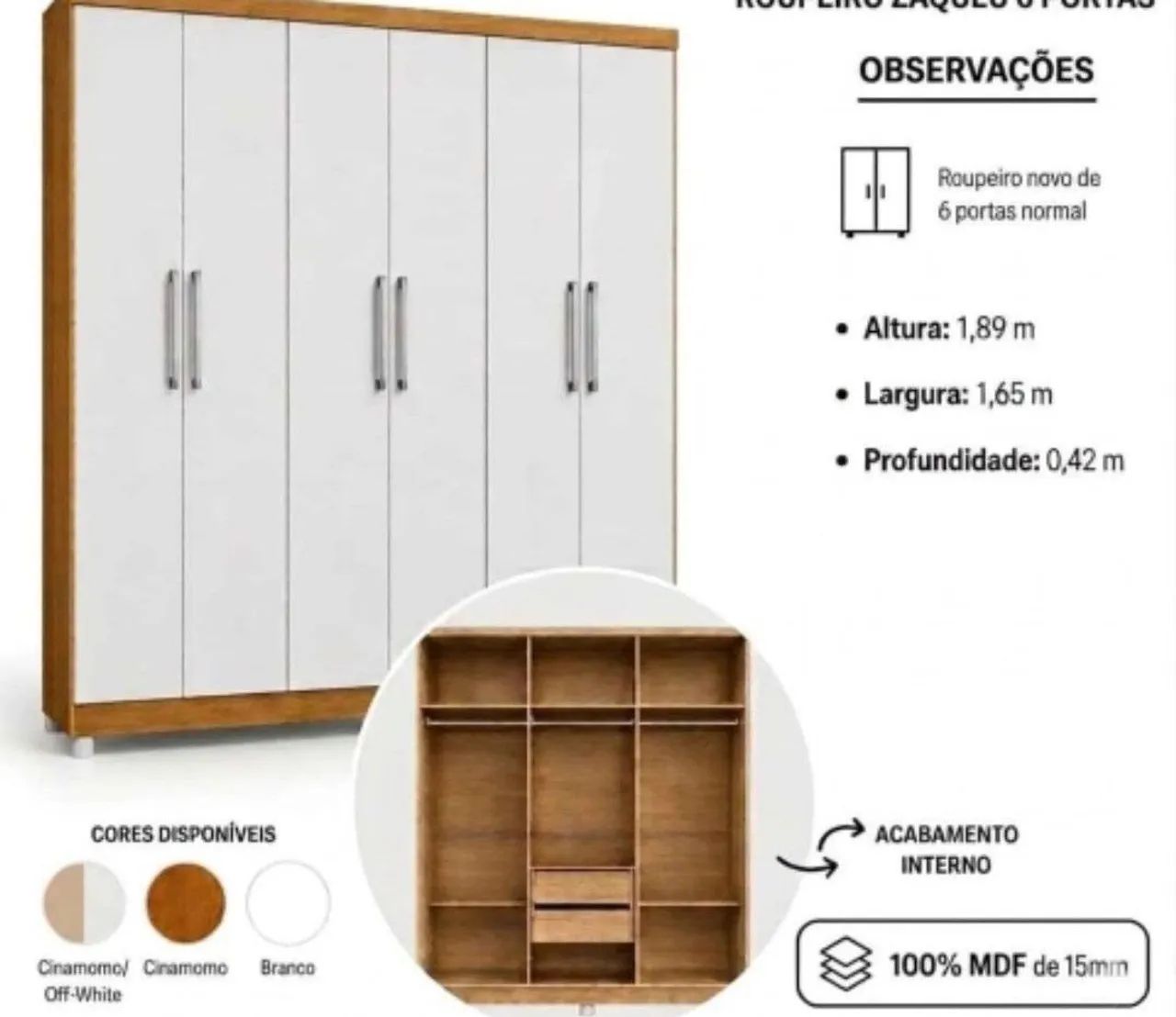 Guarda-Roupas 6 Portas 100% MDF  - Foto 3