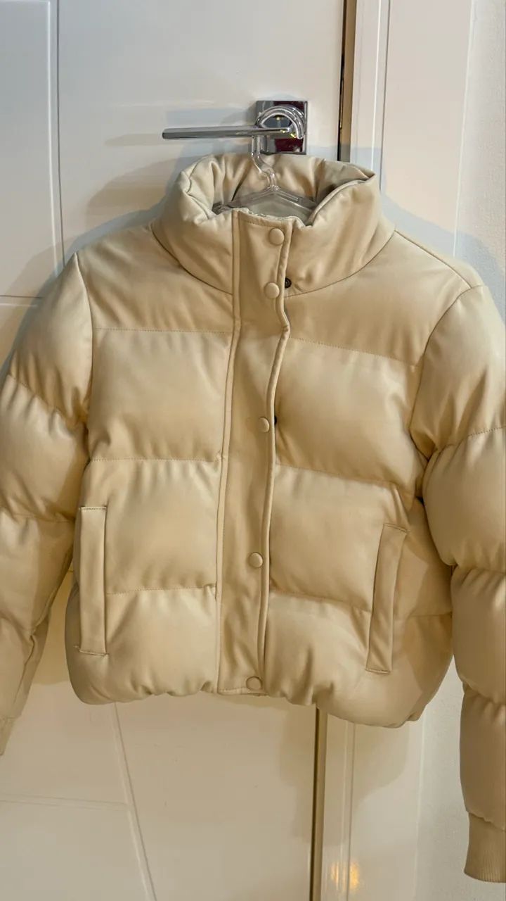 Jaqueta Puffer Bege P | Nova (Usada 1 Vez) - Foto 2