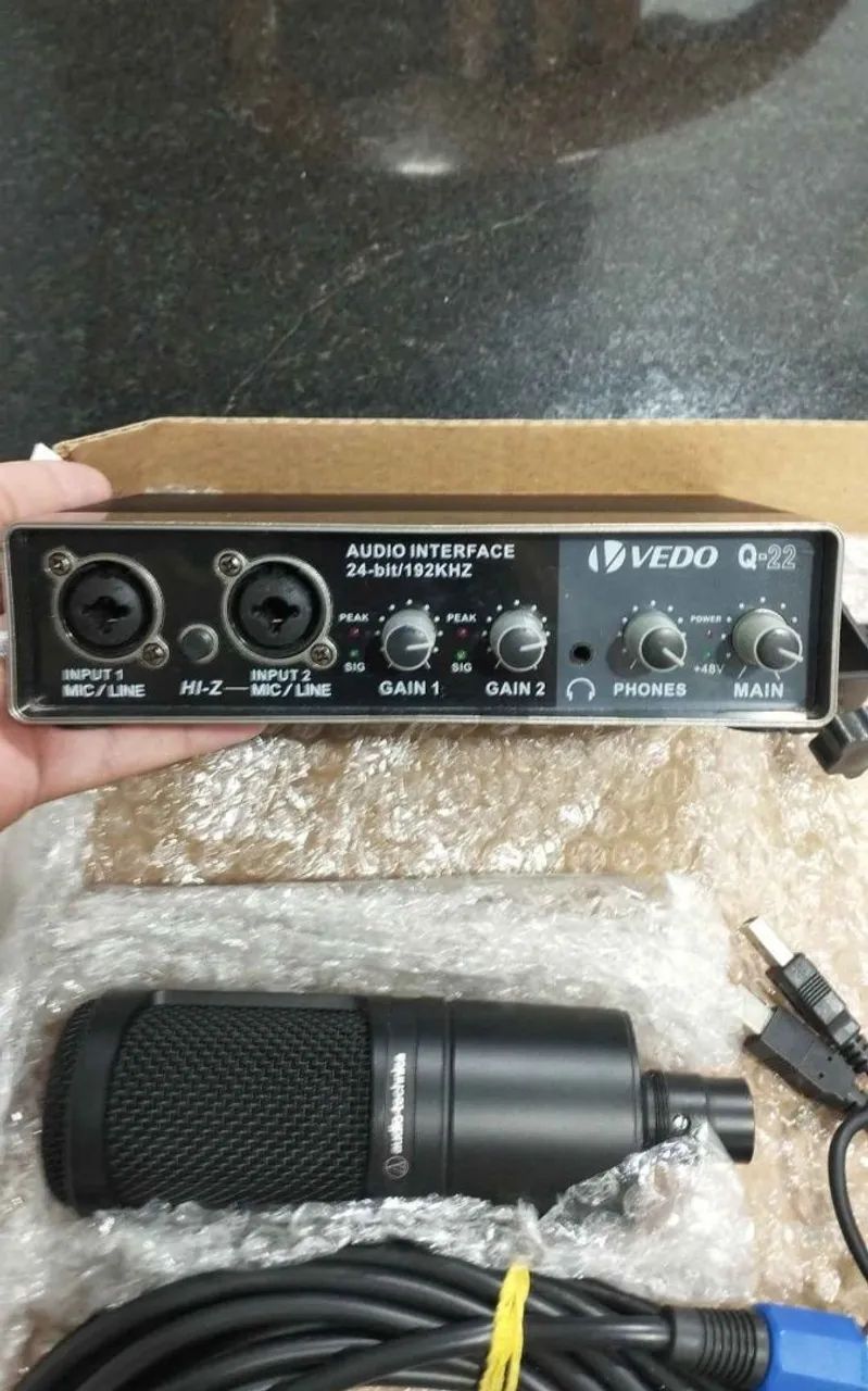 Kit Microfone Condensador AT2020 + Interface de Áudio + Pop Filter  - Foto 3