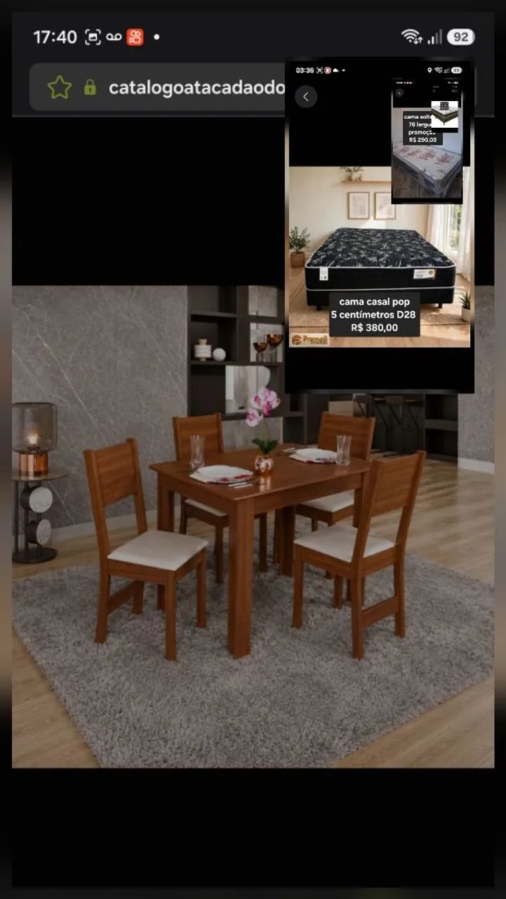 MESA 4C SAO CARLOS MILENA RETANGULAR 108X68 NATURALLE