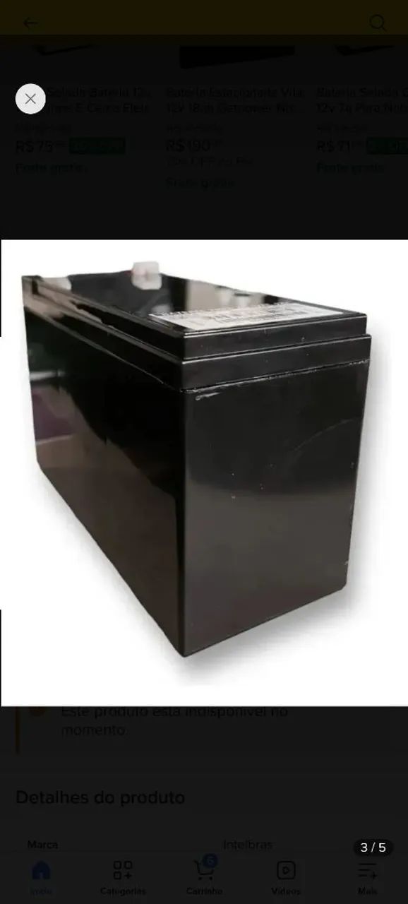 Bateria Intelbras XB 12AL Nova - Foto 4