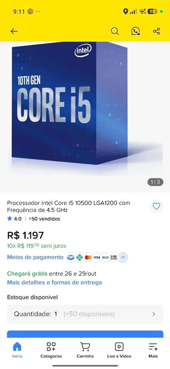 Processador i5 10500 ou 10400f faço 700