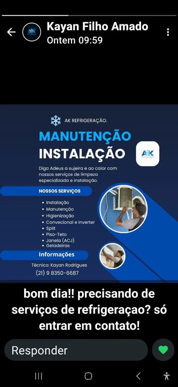 Concerto de ar condicionado e refrigeradores em geral 