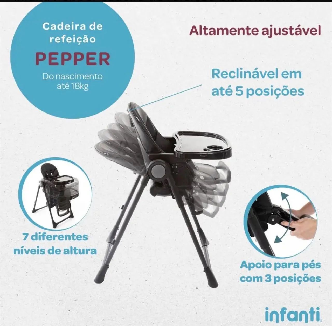 Cadeira de Alimentação Pepper Preta - Foto 2