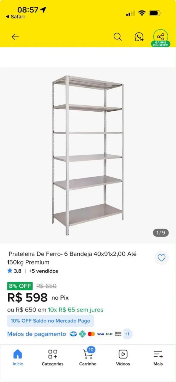 Pratileira ferro nova na caixa nunca usada 